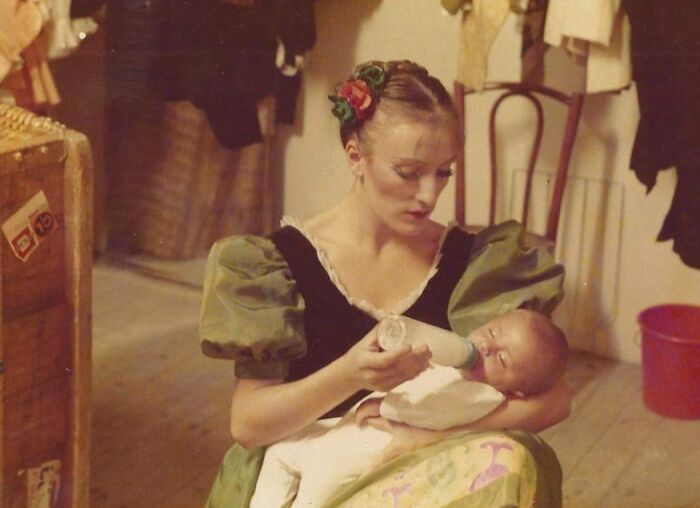 Mom Feeding Me Backstage at a Ballet Show in France, 1985