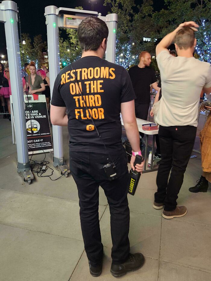 Employee Shirts That Show Where the Bathrooms Are, So You Don’t Get Lost