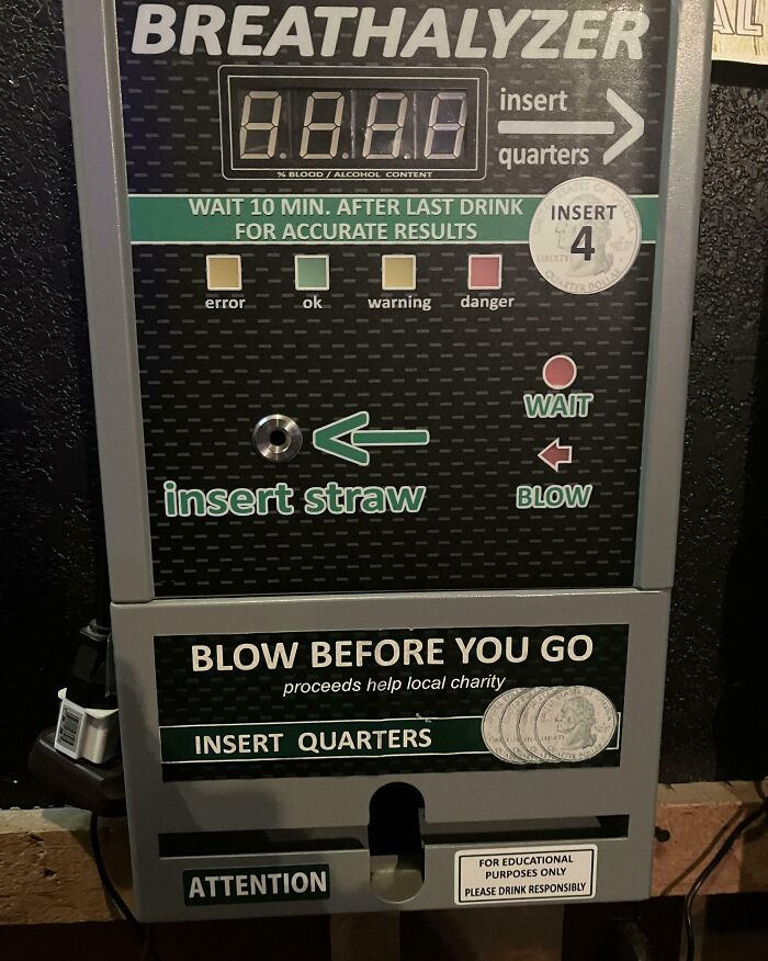 Music Venue Breathalyzer on the Wall to Keep Things Responsible
