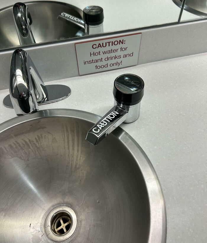 Hot Water Tap for Food and Drinks in the Bathroom at University. Yep, Really.