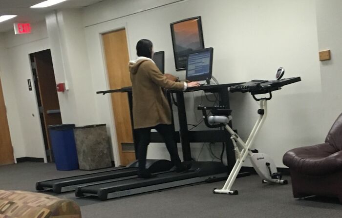 Library Treadmill with Computer to Exercise While You Study