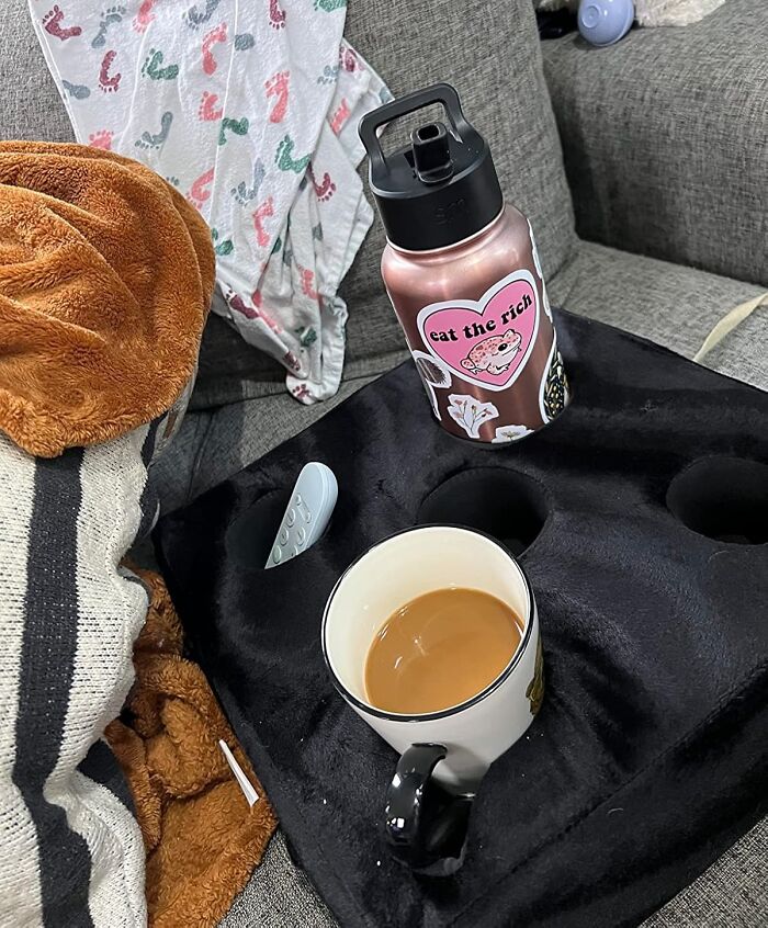 Save Your Couch From Red Wine Disasters With This Cozy Cup Holder Caddy