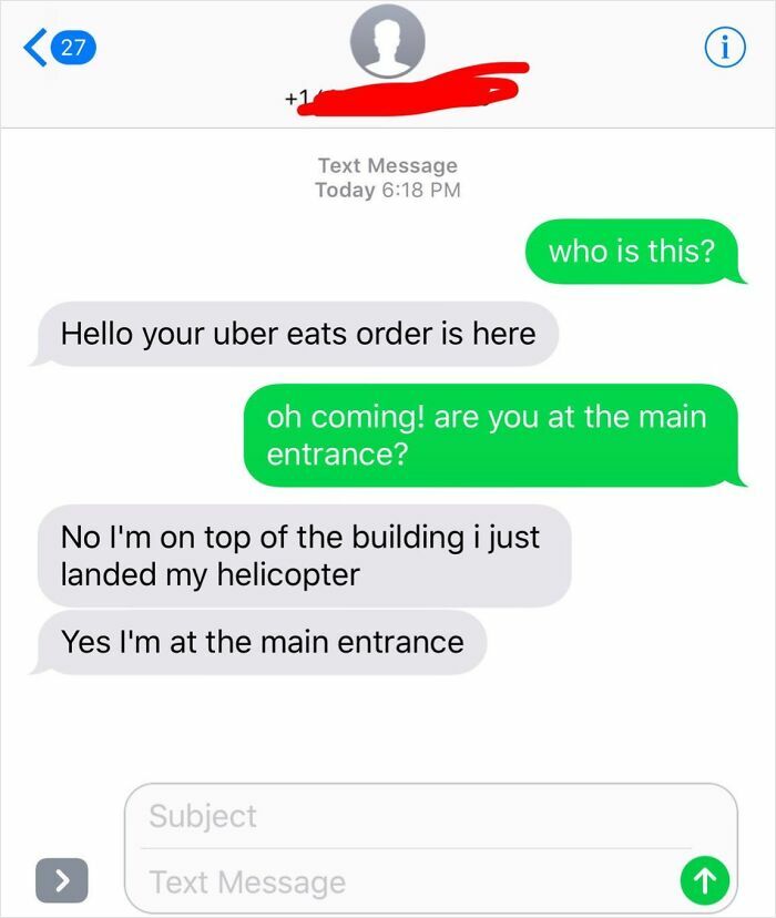 When Your Uber Eats Driver Gets Genius With Their Texts