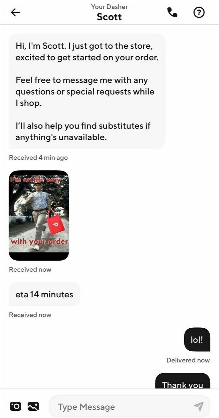 This DoorDash Driver Sent a Super Cute Text and We’re Melting