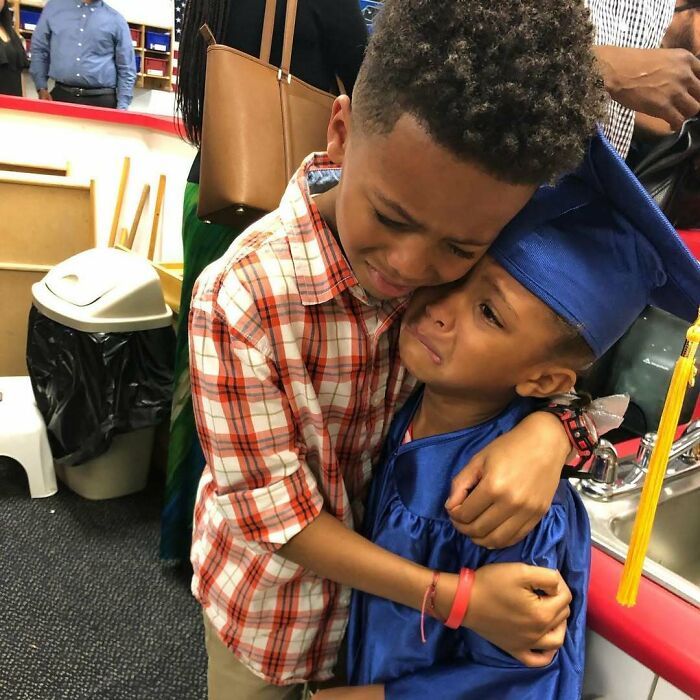 Pre-K Grad Gets A Hug And Big Words From Her Big Brother—Cue The Waterworks