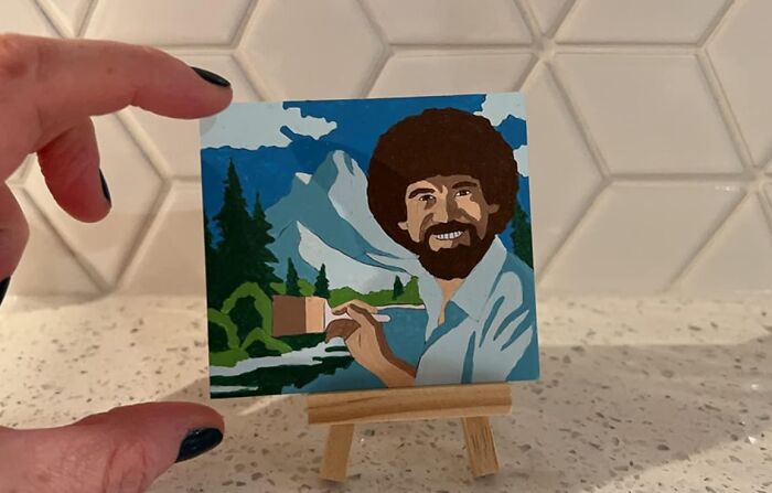 Nail That Masterpiece Without Any 'Happy Accidents' Thanks To This Mini Bob Ross Paint By Numbers