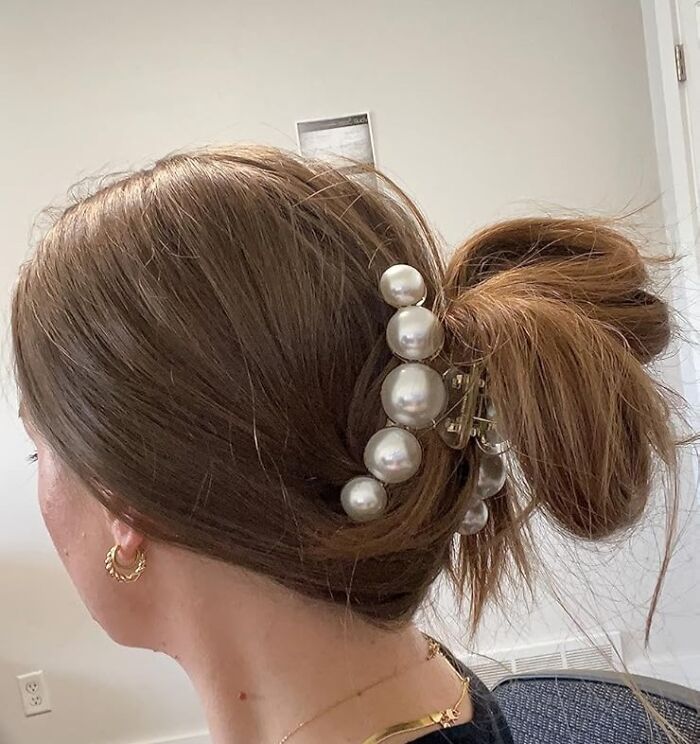 Lazy Hair Days = Effortlessly Chic With These Large Pearl Claw Clips