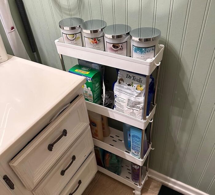 Tidy That Awkward Gap Next To Your Fridge With This Slim Storage Rolling Cart That Means Business