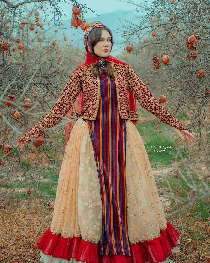 Turkic Qashqai Woman in Traditional Outfit