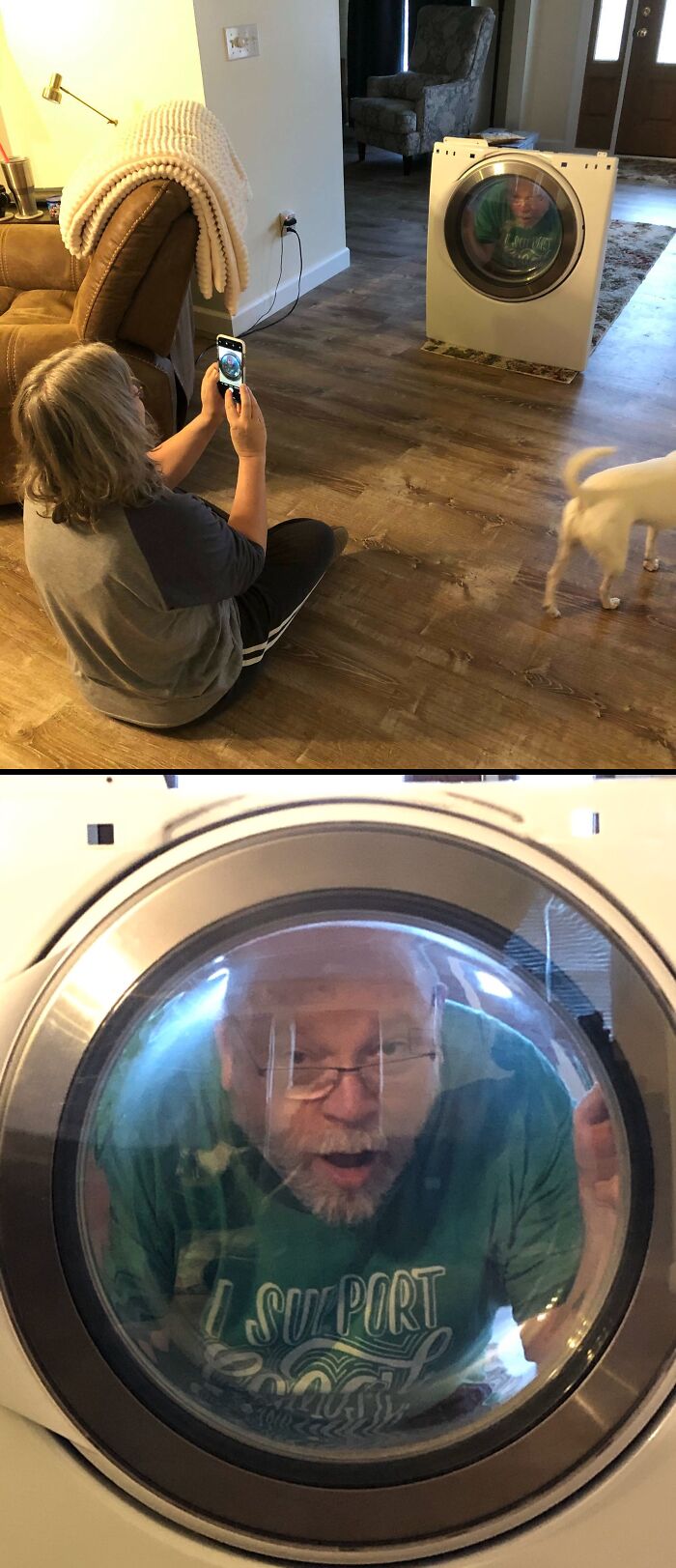 True Love? Mom Snaps Dad Pretending To Be Stuck In Dryer