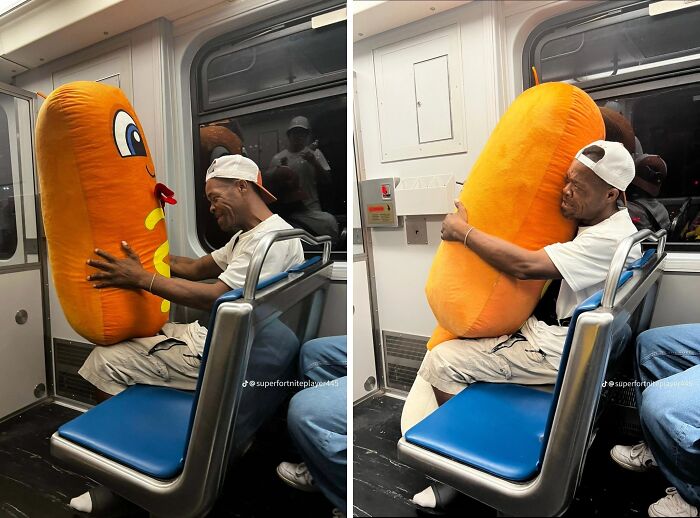 Someone Gave A Train Rider A Corndog Plushie And It’s Melting Hearts