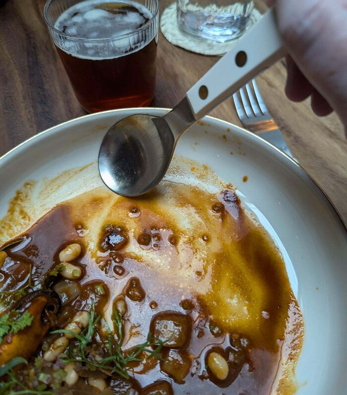 Spoons Designed To Catch Every Last Drop? Fancy Restaurant, Yay!