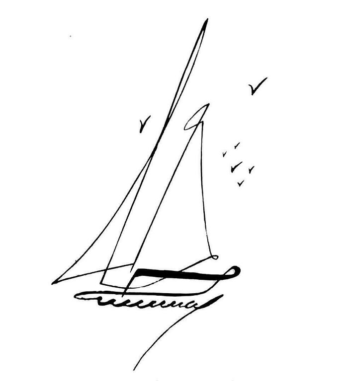 Sailing Ship Signature From The 19th Century