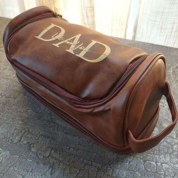 Leather Men’s Toiletry Bag That Says "Sorry, Sad Plastic Bag, You’re Fired"