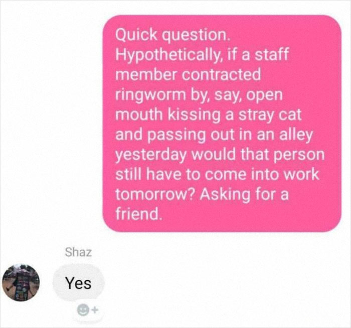 Boss’s Texts That Say, "I’m So Over This"