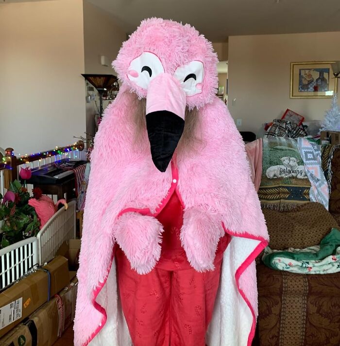 Snuggle Up As A Cozy, Ridiculous Flamingo With This Wearable Hooded Blanket