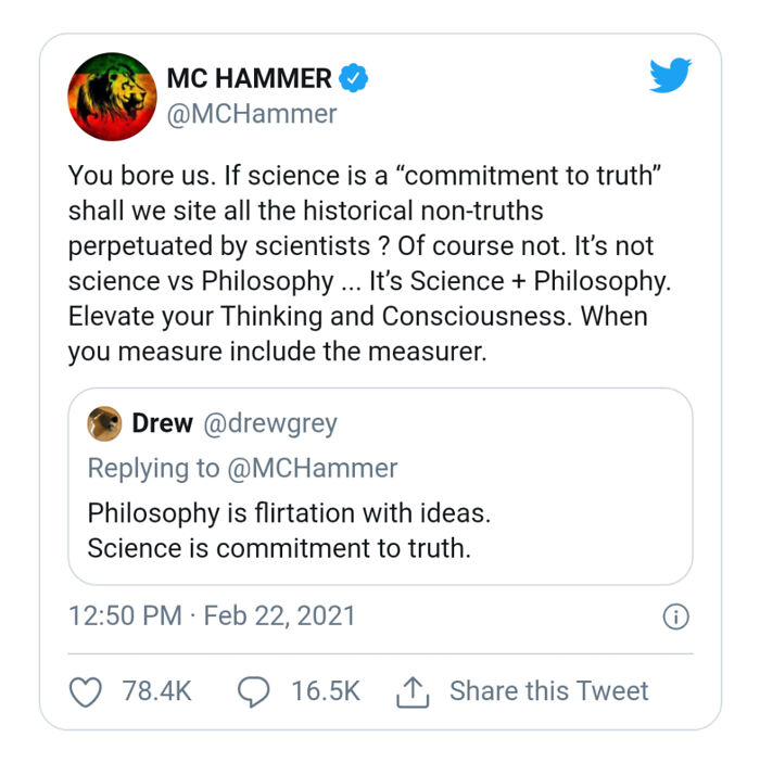 Mc Hammer > Philosophy Degree?