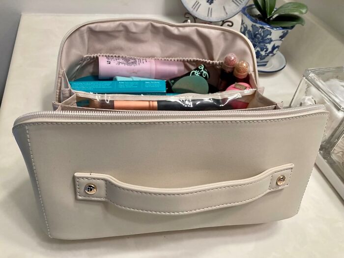 This Travel Makeup Bag Will Finally Herd All Her Tiny Toiletries Into One Chic Spot