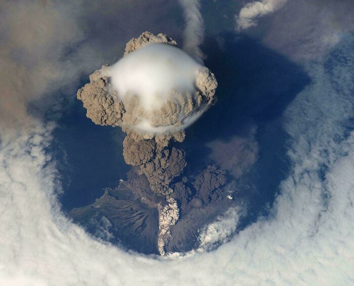 Volcano Erupting, But From Space!
