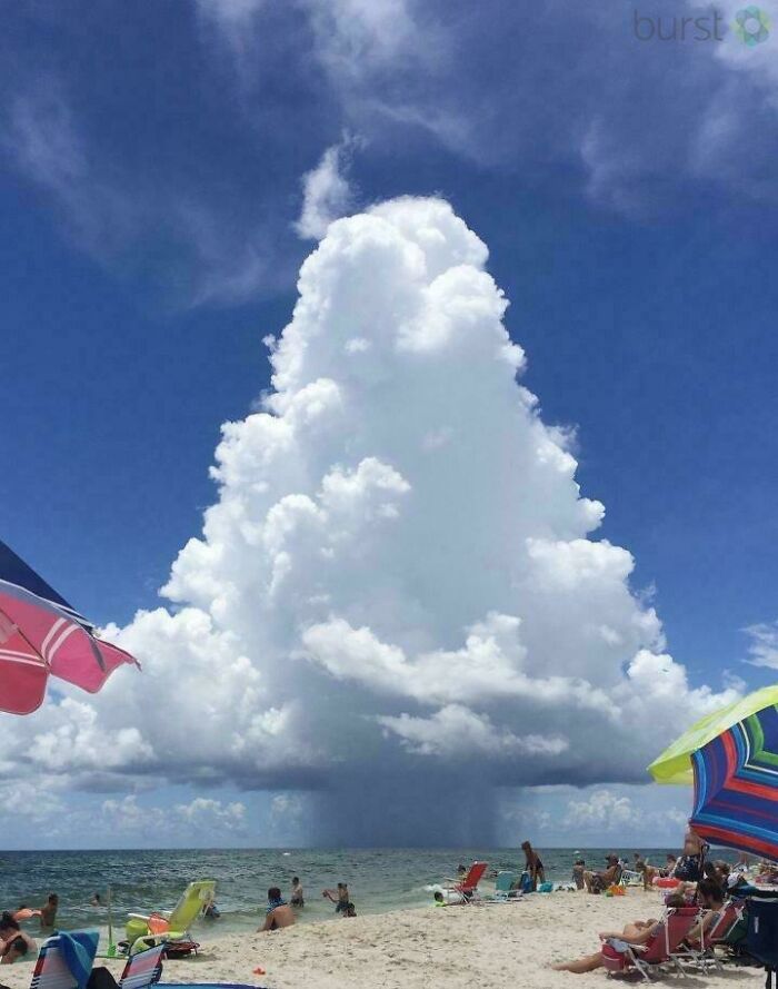 Huge Rain Cloud Looming Over The Beach