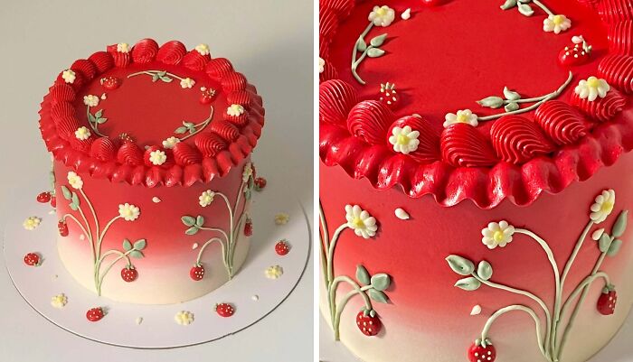 Little Strawberry Wildflower Cake—Sweetness Overload