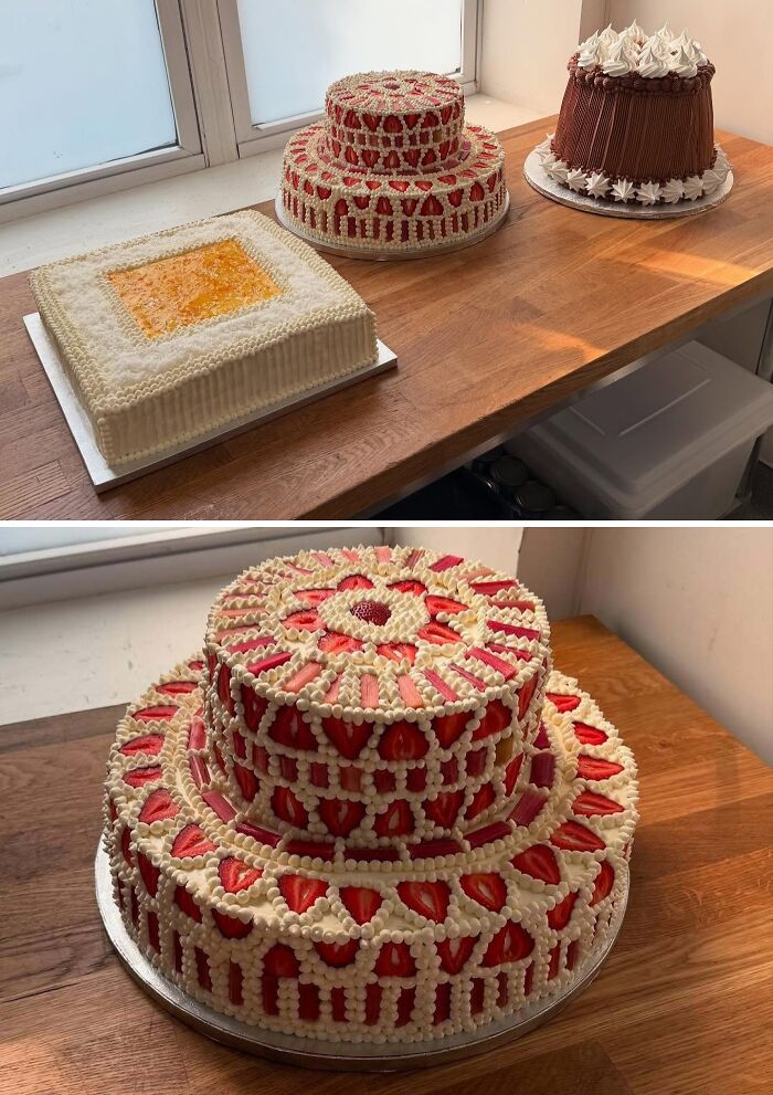 Three Wedding Cakes Upstate—Strawberry Rhubarb, Guinness Chocolate, and Coconut Tres Leches with Orange Marmalade