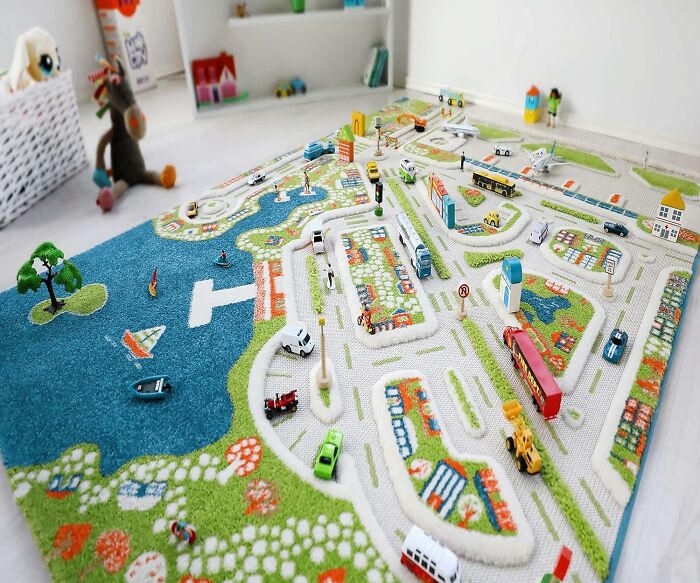 Transform Your Floor into a Busy Cityscape with the 3D Play Rug