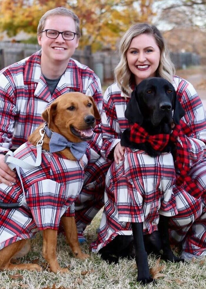 Plaid Matching Pup-and-Parent Pajamas Because Cuteness Is A Family Affair