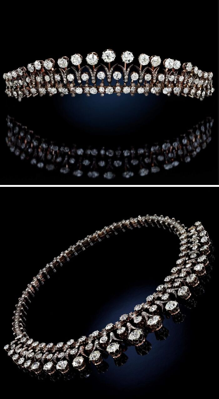 Flashy Bling! Diamond Tiara and Necklace Combo from the 1880s