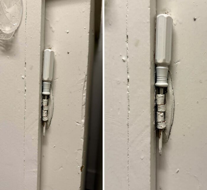 Landlord DIY: Screwdriver Hinges and Paint Blobs