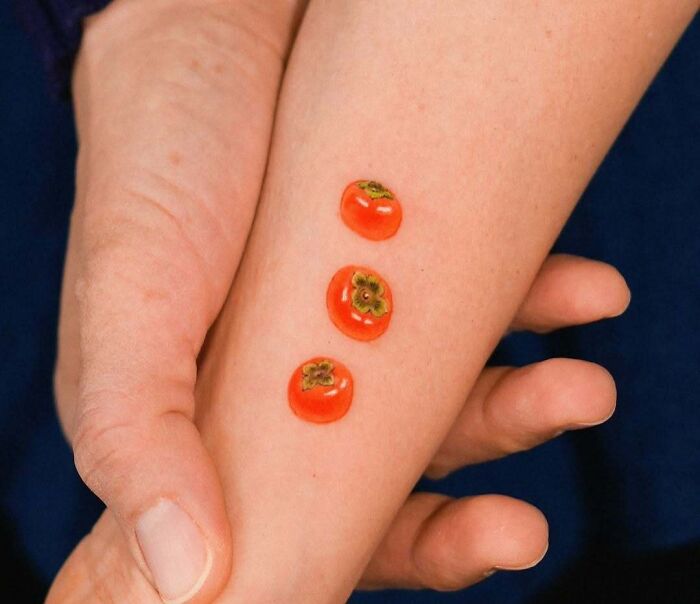 Three Persimmons, Each for a Daughter — Tiny But Mighty Tattoo