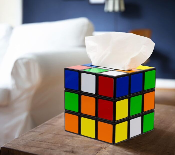 Rubik's Cube Tissue Box: Sneezing Just Got Way Cooler