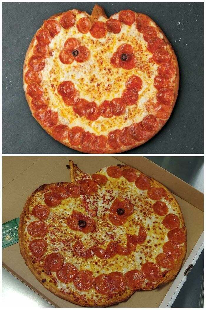 Jack-O-Lantern Pizza: Ad vs. How I Actually Make ’Em