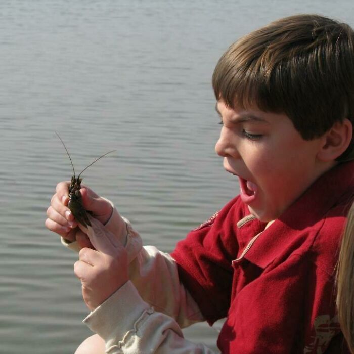 Crayfish Snapped My Finger—And Dad Got the Pic!