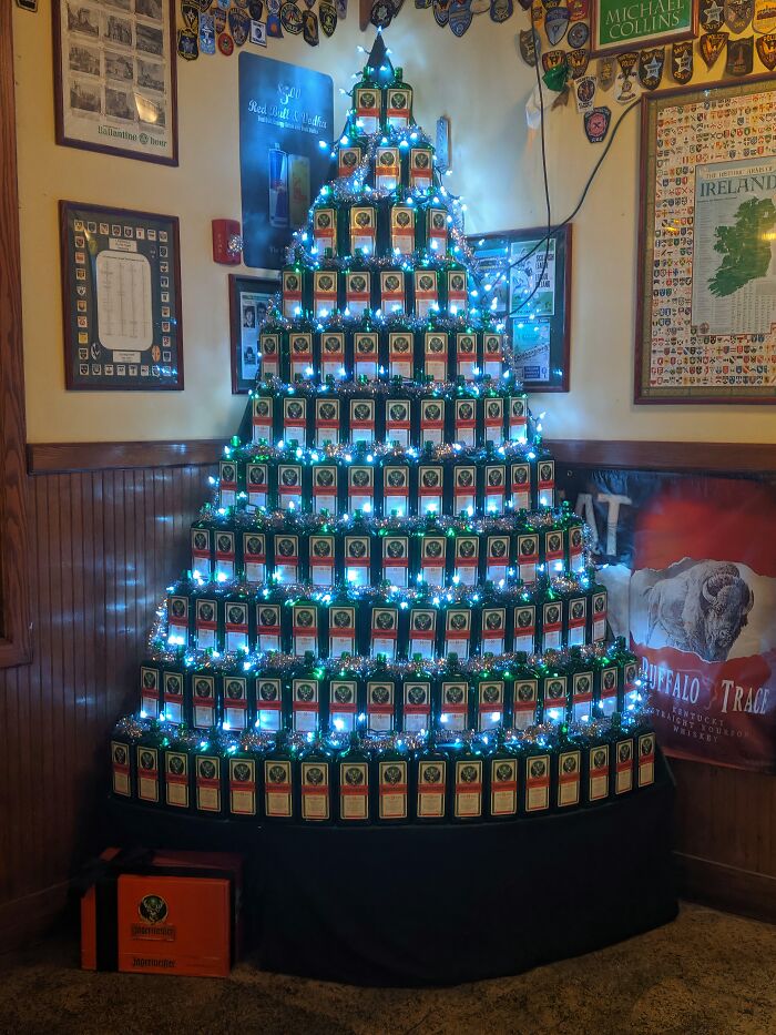 Bar Built a Jager Christmas Tree That's Totally Epic