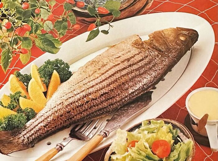 Stuffed Baked Bass Looks Like a Fancy Fish Party, 1966