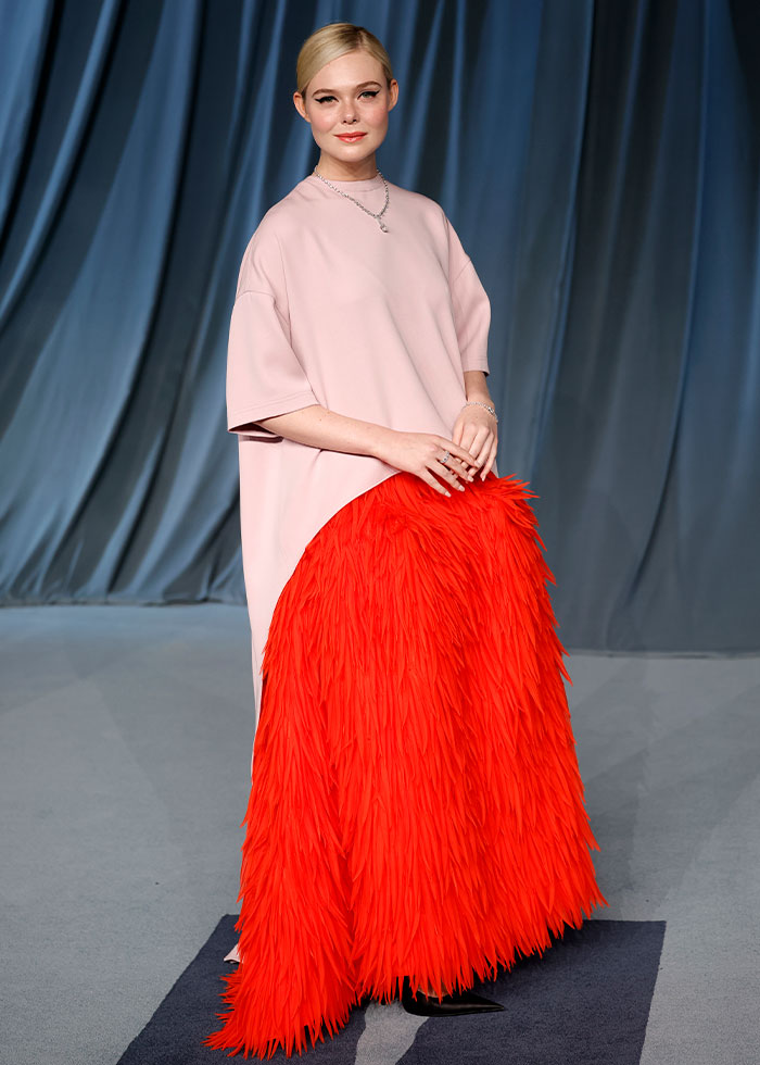 Elle Fanning and the Mysterious Red Fluff