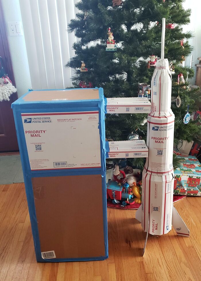 Made a Rocket Gift Complete With Launch Tower