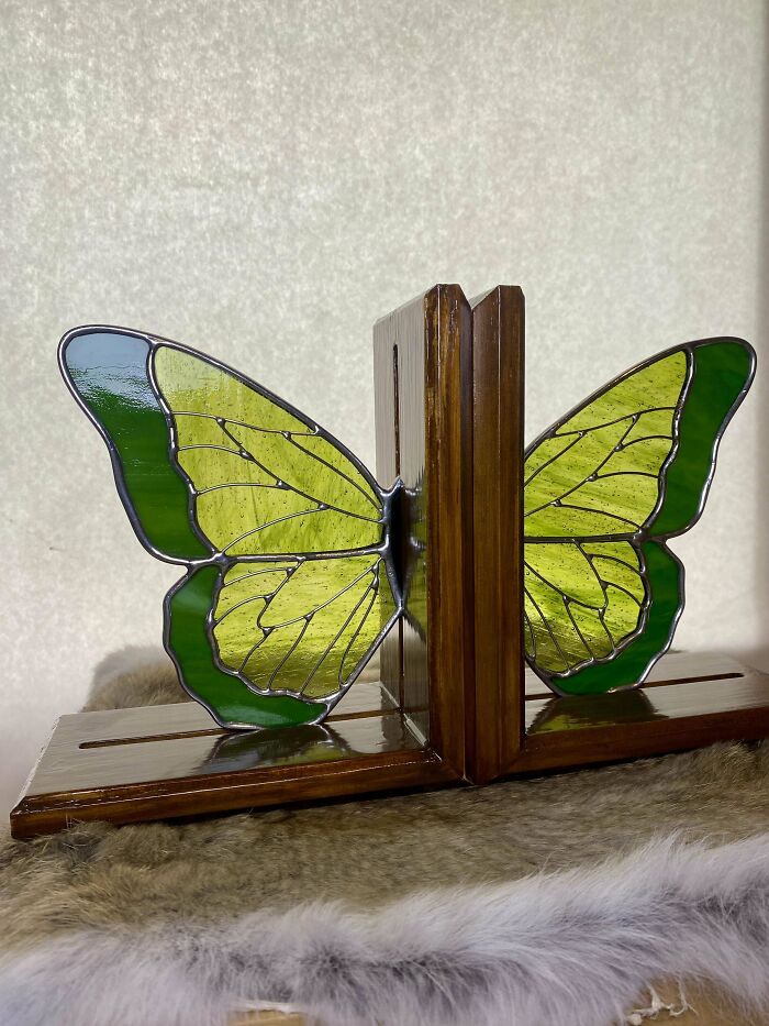 Stained Glass Butterfly Bookends? Yasss, Made Those!