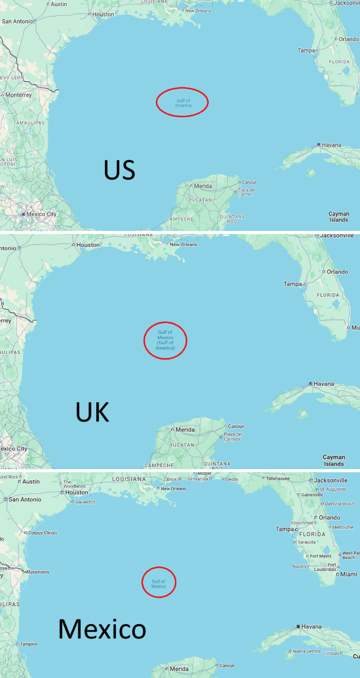 What Google Maps Calls The Gulf Of Mexico (Hint: It's Not Consistent)