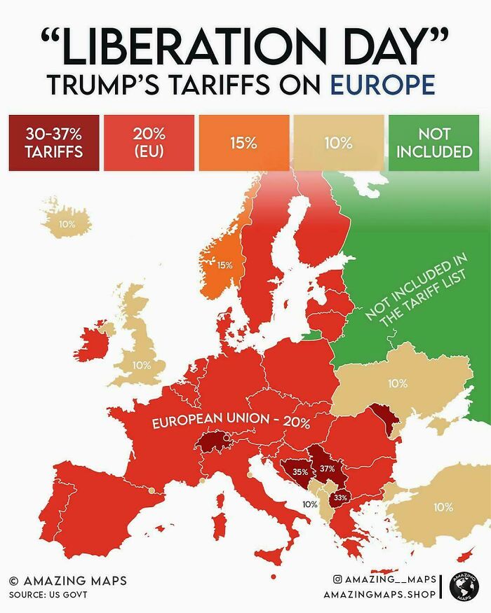 Trump’s ‘Liberation Day’ Tariffs On Europe—The Map Version