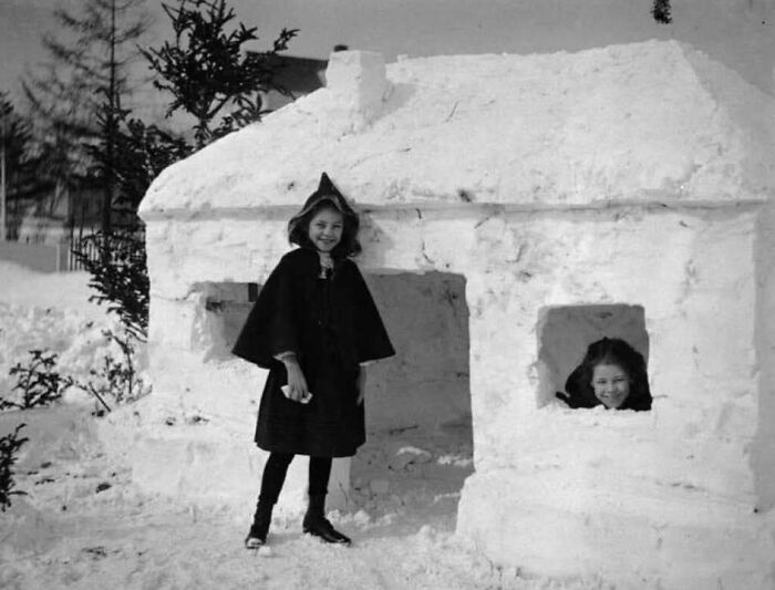 Two Snow Fortress Queens Tiny Posing Champs (Circa 1910)