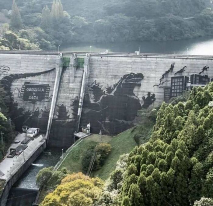 Godzilla? Nope, Just Power Washing a Dam in Japan