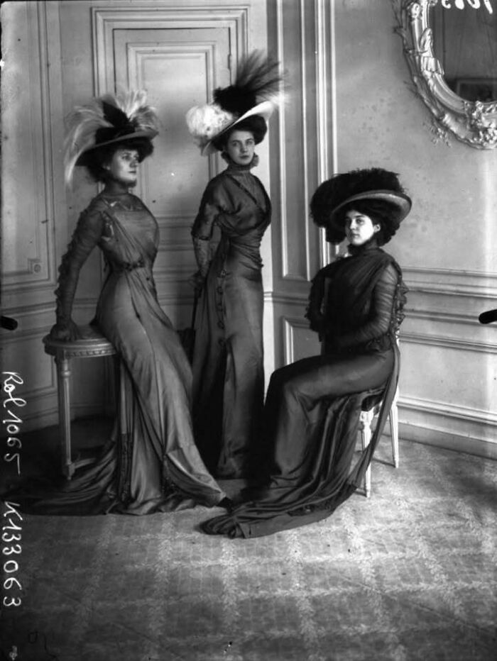 Three Fashion Models Flaunting Jeanne Margaine-Lacroix Style (c. 1908)