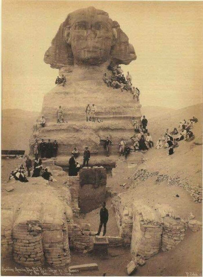 Sphinx Gets a Spa Day—Excavation Time! (circa 1850)