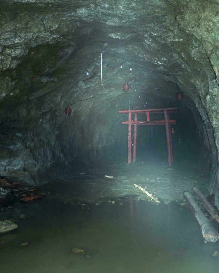 Abandoned Torii Gate Inside a Japanese Tunnel—Spooky!