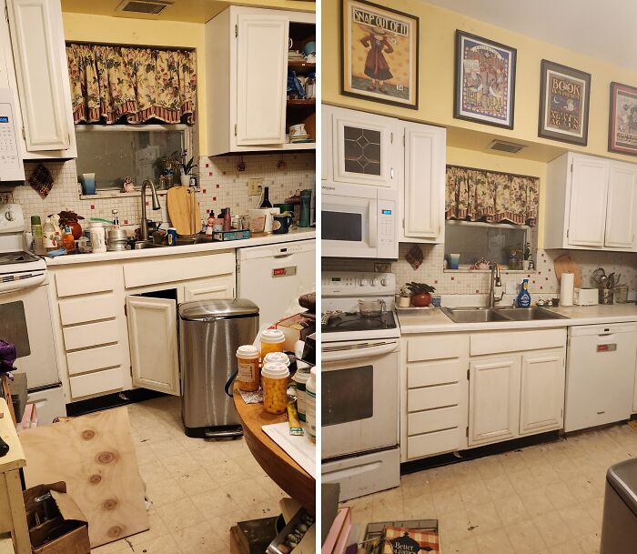 Kitchen Before and Progress: Depression Grapple