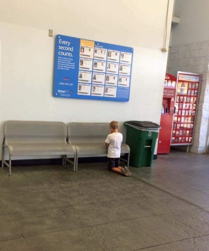 Kid Praying at the Missing Children Board—Wait, What?