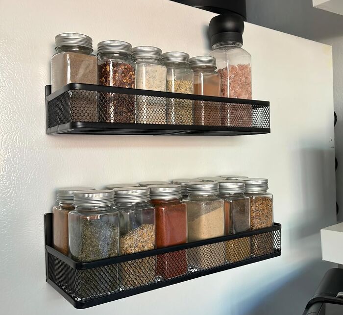 Your Spices Don’t Need To Take Over The Counter When You Stick Them On Your Fridge With This Magnetic Spice Rack