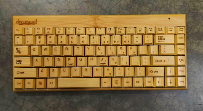 Dad Got A Bamboo Keyboard. Fancy And Eco-Friendly!